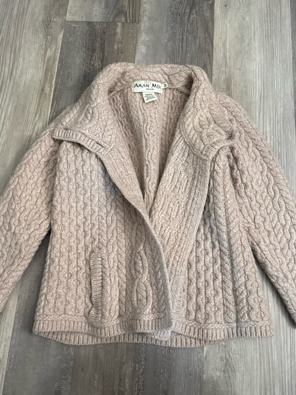 Aran Mór Cable Knit Open Cardigan - Light Taupe